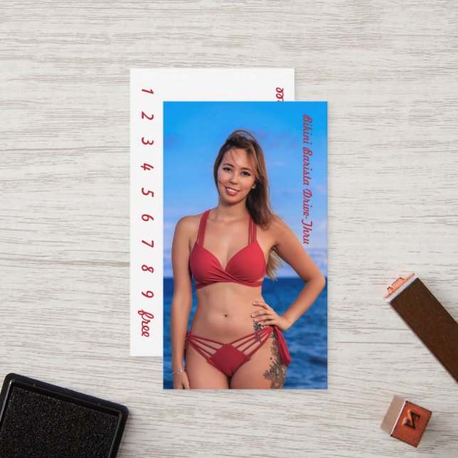 Foto Tarjeta de fidelidad Bikini Coffee Drive-Thru (Anverso/Reverso In Situ)