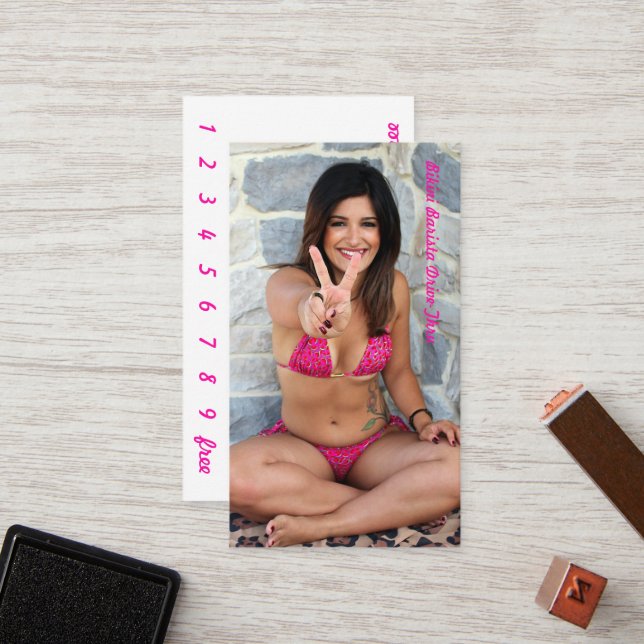 Foto Tarjeta de fidelidad Bikini Coffee Drive-Thru (Anverso/Reverso In Situ)