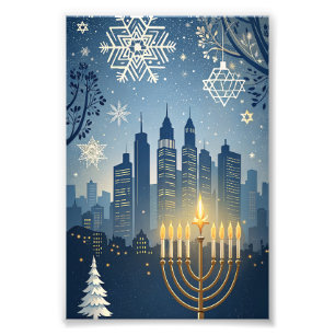 Foto Tarjeta de Hanukkah de la Menorah del Horizonte de