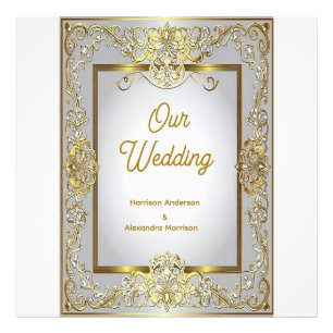 Foto Tarjeta de Invitación de Boda en Oro y Plata – Orn