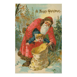 Foto Tarjeta de Navidad antigua, Papá Noel, Niño travie