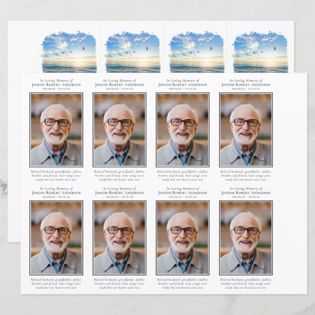 Foto Tarjeta de plegaria funeraria 4.25x2.5 pulgad (Anverso / Reverso)