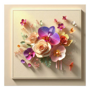 Foto Tarjeta de saludo 3D Primavera Blossoms - Rosas vi