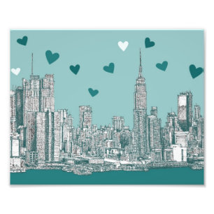 Foto Tarjeta del día de San Valentín azulverde de NYC