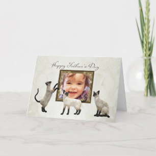 Foto tarjeta del Día del Padre con gatos siameses