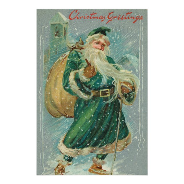 Foto Tarjetas de Navidad de Santa Claus Retro (Frente)