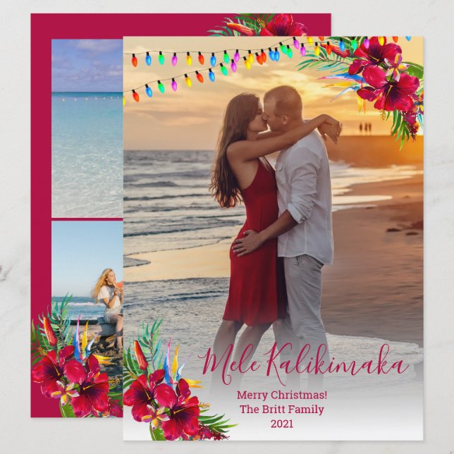 Foto: Tarjetas de Navidades Mele Kalikimaka (Anverso / Reverso)
