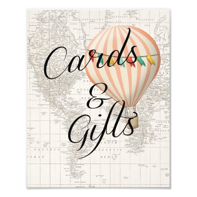 Foto Tarjetas y regalos Rótulo Baby Shower Hot Air Ball (Frente)