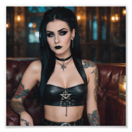 Foto Tatuaje de gótico Babe Estrellas de cuero de PVC y