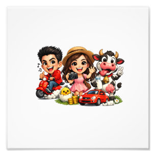 Foto Taza divertida y linda de amigos y vaca de caricat