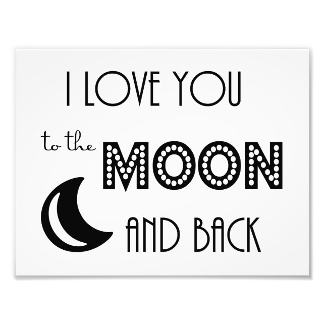 Foto te amo a la luna y al blanco negro negro (Frente)