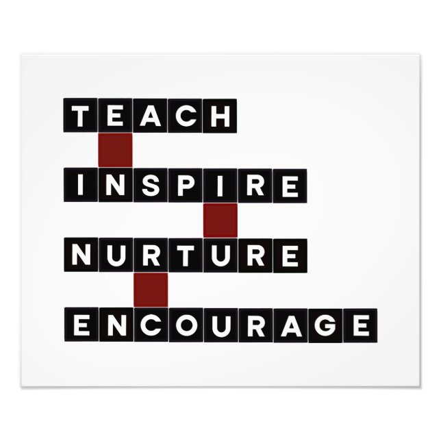 Foto Teach Inspire Nurture Anima Valores Word Tile (Frente)