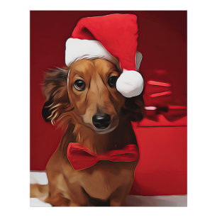Foto Teckel Sentado Frente A Un Regalo De Navidad Pos