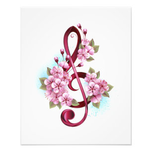 Foto Tejidos musicales notas de colores con flores de S