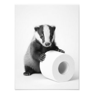 Foto Tejón de bebé estético sosteniendo papel higiénico