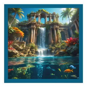 Foto Templo Tropical Waterfall Lake of Fish