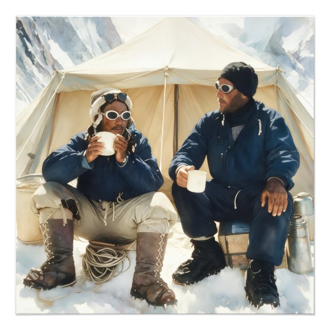 Foto Tenzing Norgay Edmund Hillary Conquistando Everest (Frente)