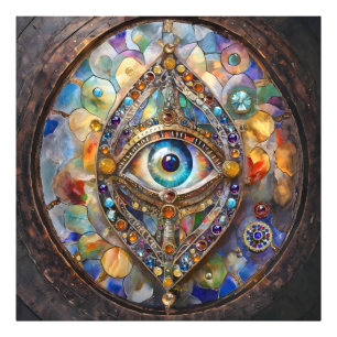 Foto Tercer Ojo en Vidrio Pintado y Bronce