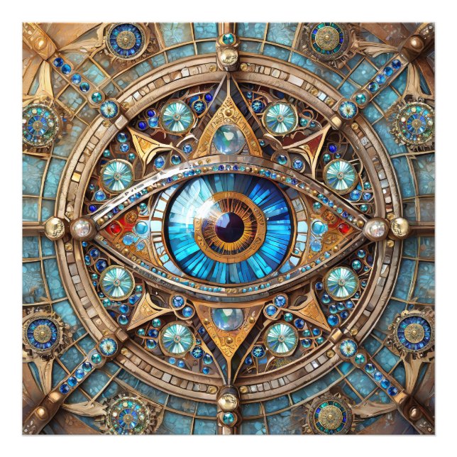 Foto Tercer Ojo - Mandala dorada azul turquesa (Frente)