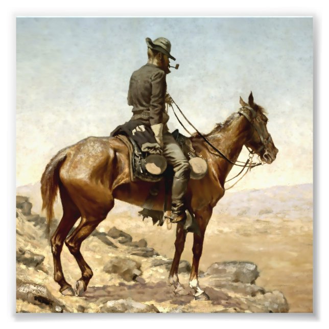 Foto "The Lookout" Cowboy Art de Frederic Remington (Frente)