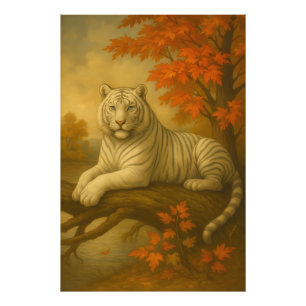 Foto Tigre Blanco de Otoño – Lienzo de Arte Fino
