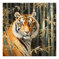 Tigre en bosque de bambú
