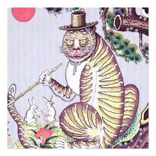 Foto Tigre Minhwa con conejos y pipa