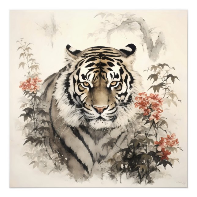 Foto Tigre y flores (Frente)