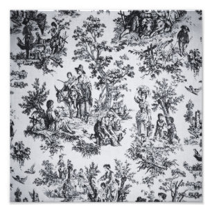 Foto Tile de jouy negro y blanco elegante