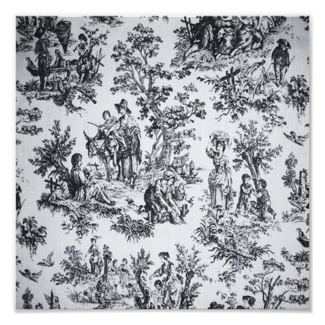 Foto Tile de jouy negro y blanco elegante (Frente)