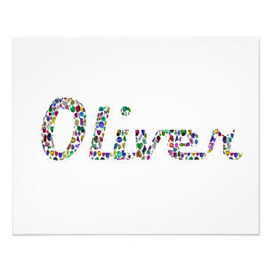 Foto Tipografía de Oliver con diseño de patrones colori