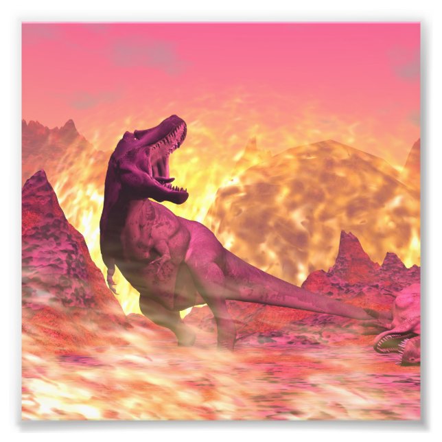 Foto Tirannosaurus rex está muriendo a causa del meteor (Frente)