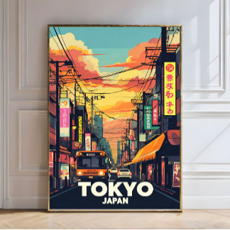 Foto Tokio Street Sunset-Vibrante ciudad urbana japones