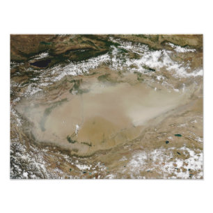 Foto Tormenta de polvo en el desierto de Taklimakan, Ch