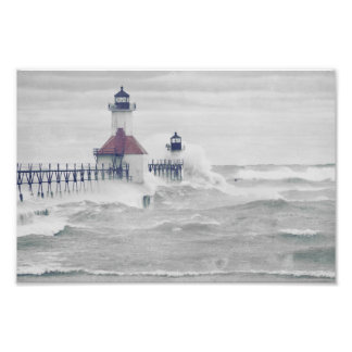 Foto Tormenta del faro de Saint Joseph Lake Michigan