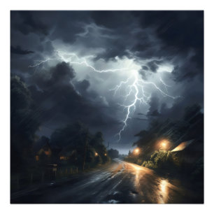Foto Tormenta relámpago por carretera