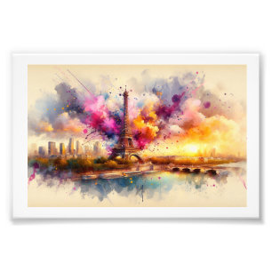 Foto Torre Eiffel y horizonte vibrante,