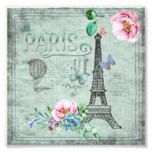 Foto Torre-Flor-Floral-Vintage-Rosas de París-Eiffel