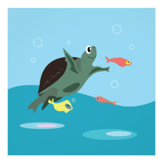 Foto Tortuga Marina Adorable Bajo el Arte Marino