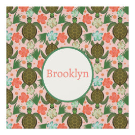 Foto Tortuga marina e hibiscus