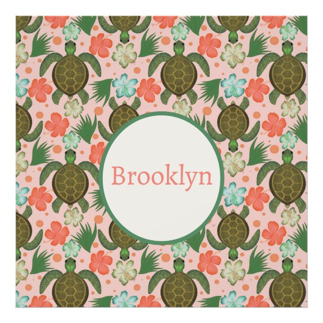 Foto Tortuga marina e hibiscus (Frente)