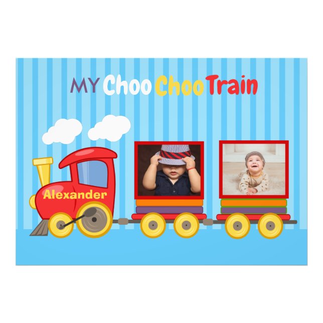 Foto Toy Train Toddler Boys Birthday Blue (Frente)