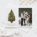 Foto tradicional de árbol de navidad acuático<br><div class="desc">Celebre la temporada con esta elegante postal de Navidades mostrando un árbol de acuarela vintage decorado con adornos metálicos rojos y dorados y cintas. Perfecto para celebraciones clásicas y tradicionales. Personalizar esta elegante postal de Navidades con tu foto favorita y tu más sincero mensaje.</div>