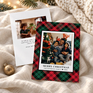 Foto tradicional de Navidad con Tartán Rojo Verde