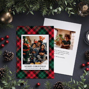 Foto tradicional de Navidad con Tartán Rojo Verde