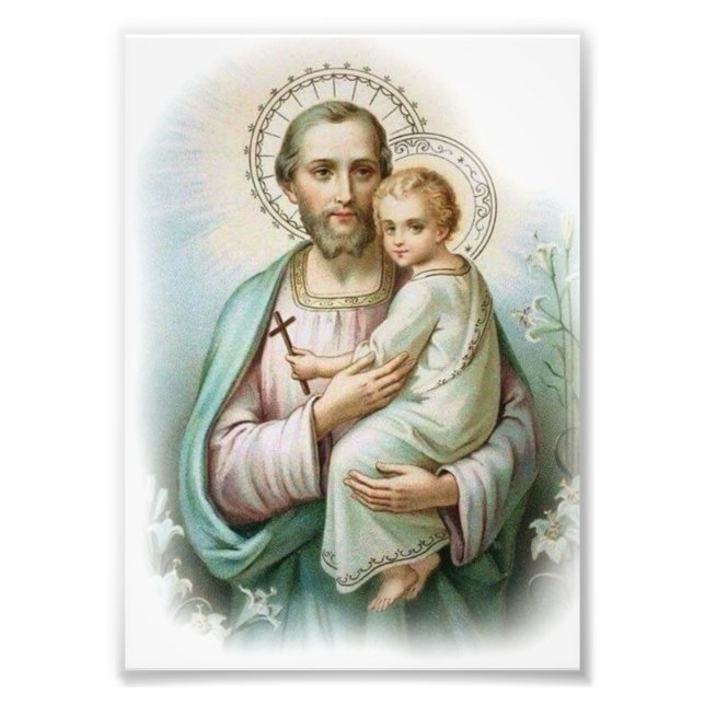 Foto Tradicional San José y Niño Jesús con Cruz (Frente)