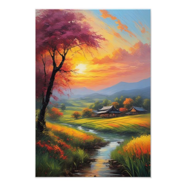 Foto Tranquila campiña japonesa (Frente)