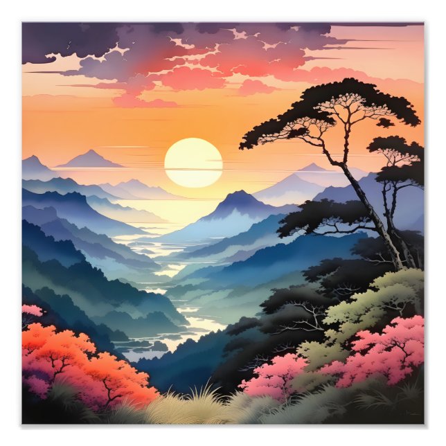 Foto Tranquilo atardecer en el valle (Frente)