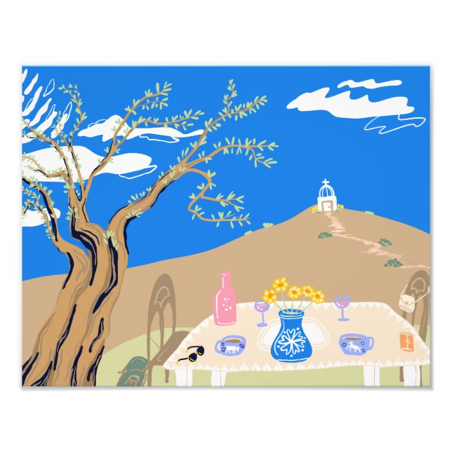 Foto Travel keepsake Greek afternoon olive tree scene (Frente)