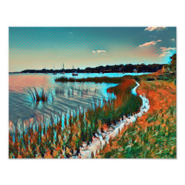 Foto Trayectoria costera del océano atardecer